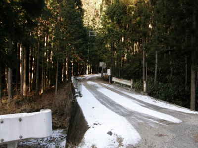 陽裏の雪道